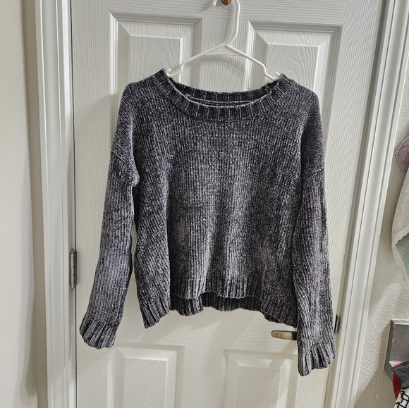 Aerie Chenille Shine Gray Knit Sweater (size S) - Picture 1 of 6